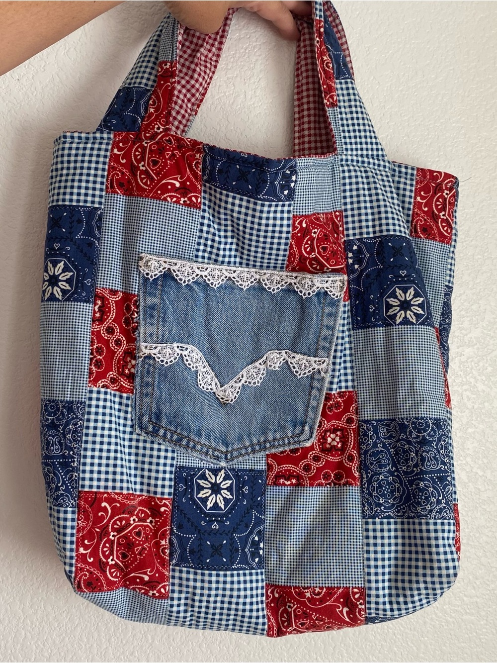 Handmade patchwork tote bag - Picture 5 of 10
